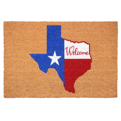 24" X 36" Natural Red White and Blue Coir Texas Outdoor Door Mat HomeRoots