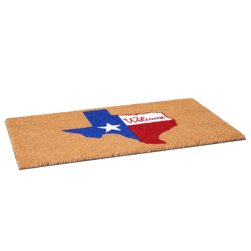 24" X 36" Natural Red White and Blue Coir Texas Outdoor Door Mat HomeRoots