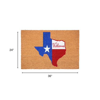 24" X 36" Natural Red White and Blue Coir Texas Outdoor Door Mat HomeRoots