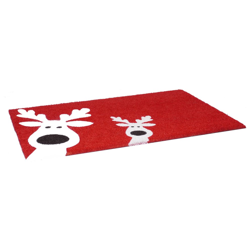 24" X 36" Red White And Black Christmas Reindeer Outdoor Coir Door Mat — view 3