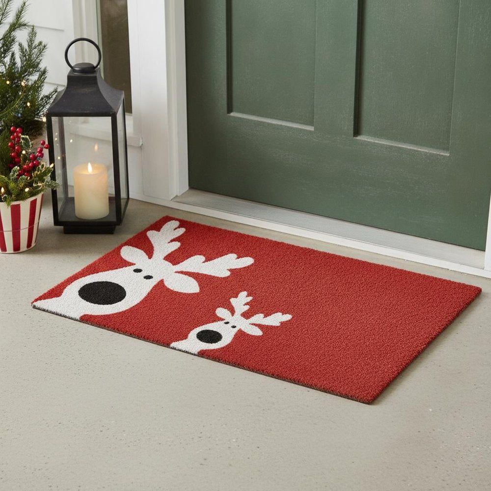 24" X 36" Red White And Black Christmas Reindeer Outdoor Coir Door Mat — view 8