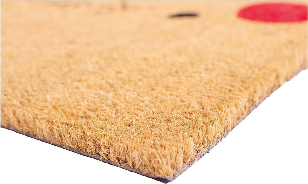 17" X 29" Natural Black and Red Coir Reindeer Outdoor Christmas Door Mat HomeRoots