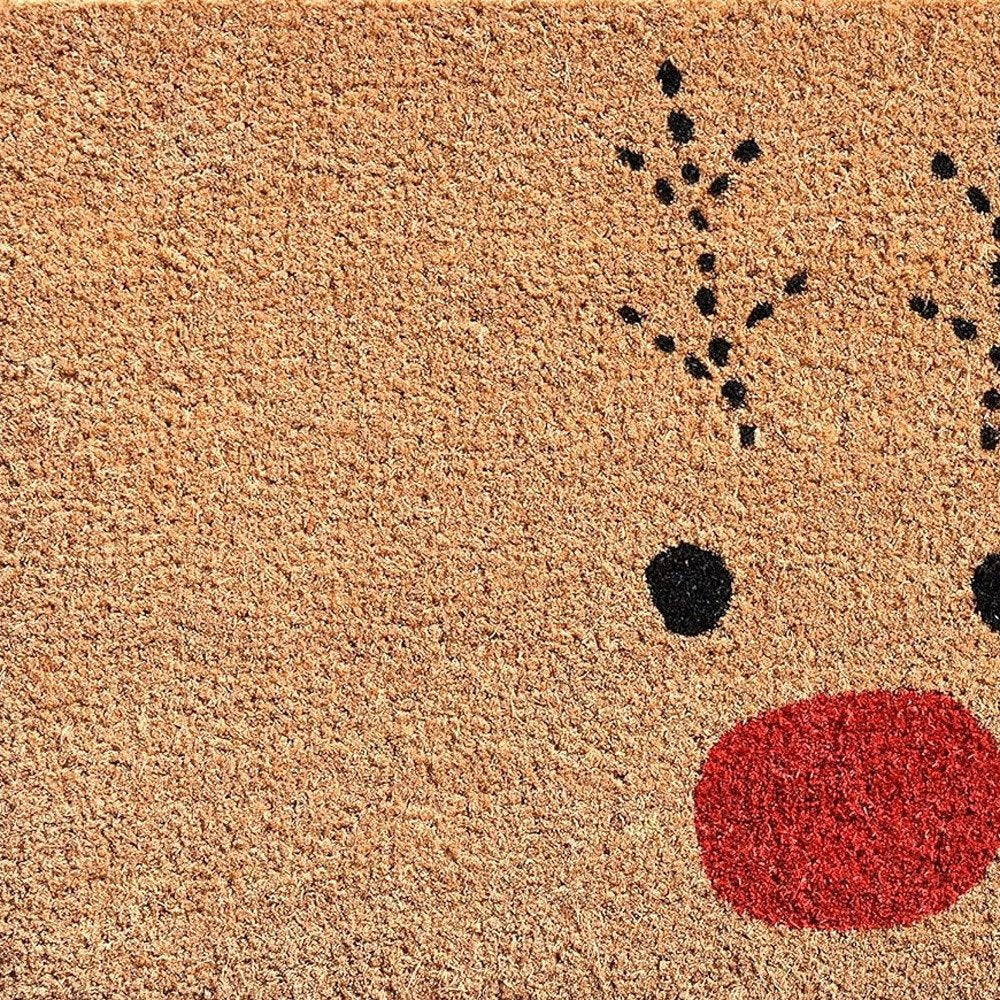 17" X 29" Natural Black and Red Coir Reindeer Outdoor Christmas Door Mat HomeRoots