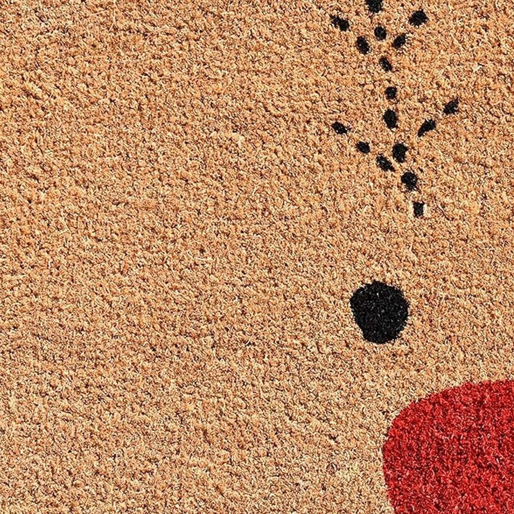 17" X 29" Natural Black and Red Coir Reindeer Outdoor Christmas Door Mat HomeRoots