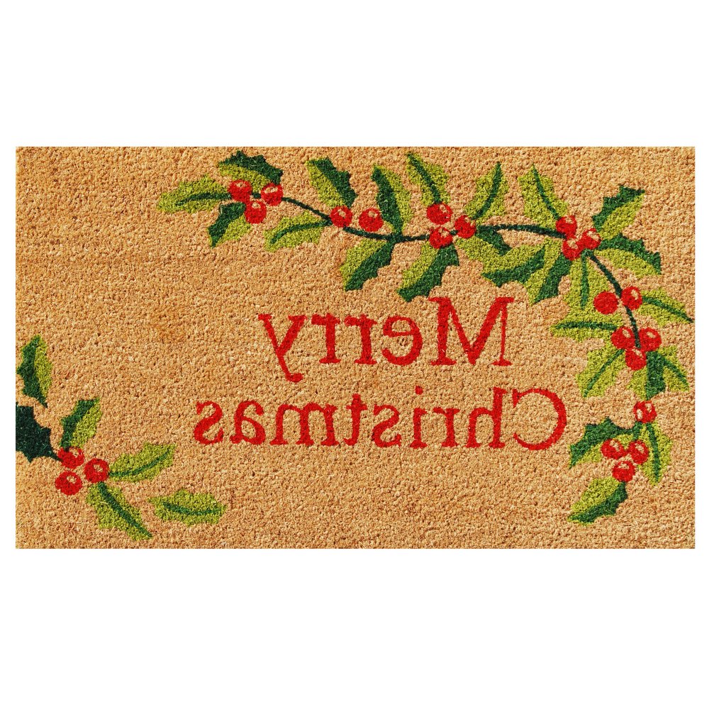 24" X 36" Natural Red and Green Coir Merry Christmas Outdoor Christmas Door Mat HomeRoots