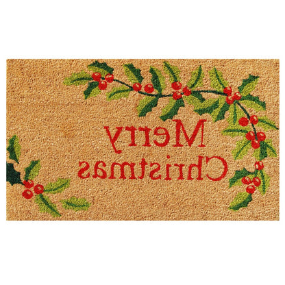 24" X 36" Natural Red and Green Coir Merry Christmas Outdoor Christmas Door Mat HomeRoots