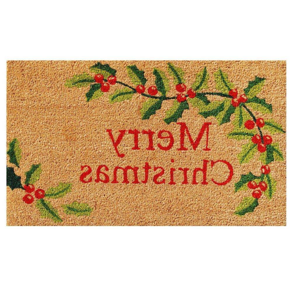 24" X 36" Natural Red and Green Coir Merry Christmas Outdoor Christmas Door Mat HomeRoots