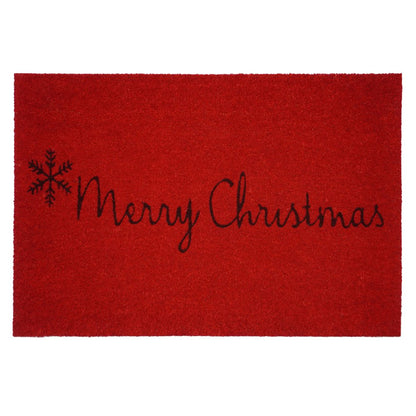 24" X 36" Red and Black Coir Merry Christmas Outdoor Christmas Door Mat HomeRoots