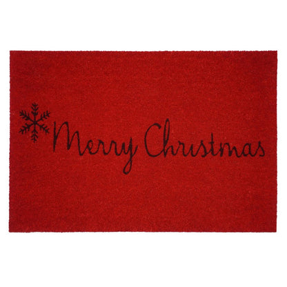 24" X 36" Red and Black Coir Merry Christmas Outdoor Christmas Door Mat HomeRoots