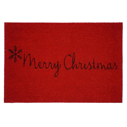 24" X 36" Red and Black Coir Merry Christmas Outdoor Christmas Door Mat HomeRoots