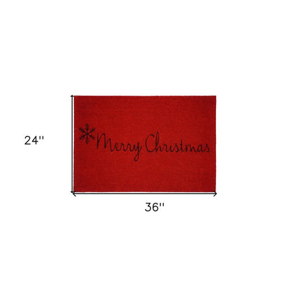 24" X 36" Red and Black Coir Merry Christmas Outdoor Christmas Door Mat HomeRoots