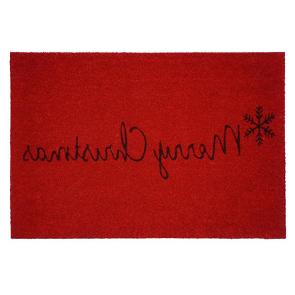 24" X 36" Red and Black Coir Merry Christmas Outdoor Christmas Door Mat HomeRoots