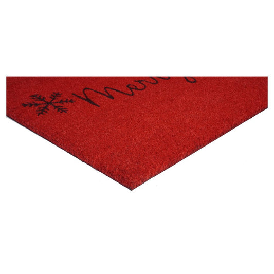24" X 36" Red and Black Coir Merry Christmas Outdoor Christmas Door Mat HomeRoots