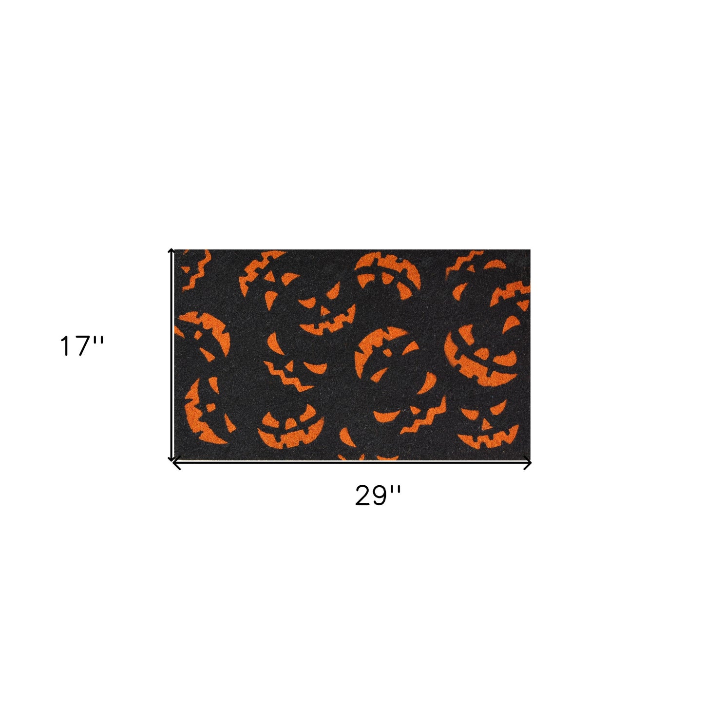 17" X 29" Black and Orange Coir Jackolantern Outdoor Halloween Door Mat