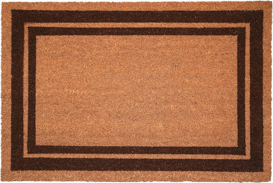 24" X 36" Natural and Black Coir Geometric Outdoor Door Mat HomeRoots
