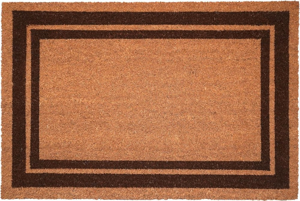 24" X 36" Natural and Black Coir Geometric Outdoor Door Mat HomeRoots