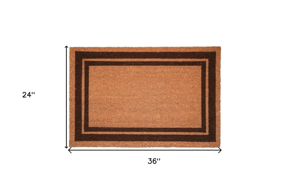 24" X 36" Natural and Black Coir Geometric Outdoor Door Mat HomeRoots
