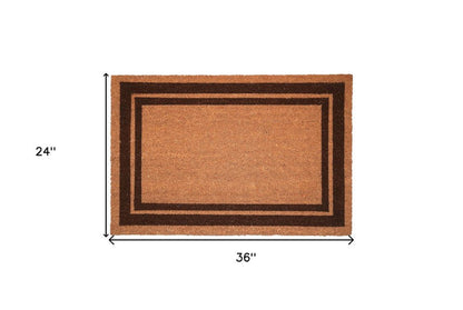 24" X 36" Natural and Black Coir Geometric Outdoor Door Mat HomeRoots