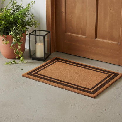 24" X 36" Natural and Black Coir Geometric Outdoor Door Mat HomeRoots