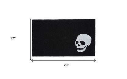 17" X 29" Black and White Coir Skull Outdoor Halloween Door Mat