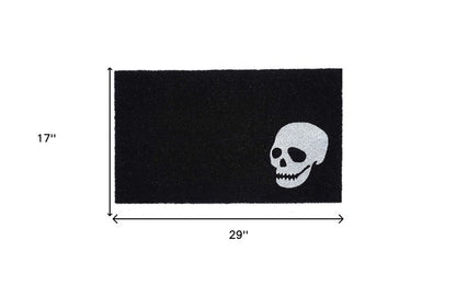 17" X 29" Black and White Coir Skull Outdoor Halloween Door Mat HomeRoots