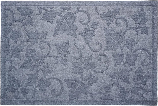 24" X 36" Light Gray Rubber Botanical Leaves Outdoor Door Mat HomeRoots