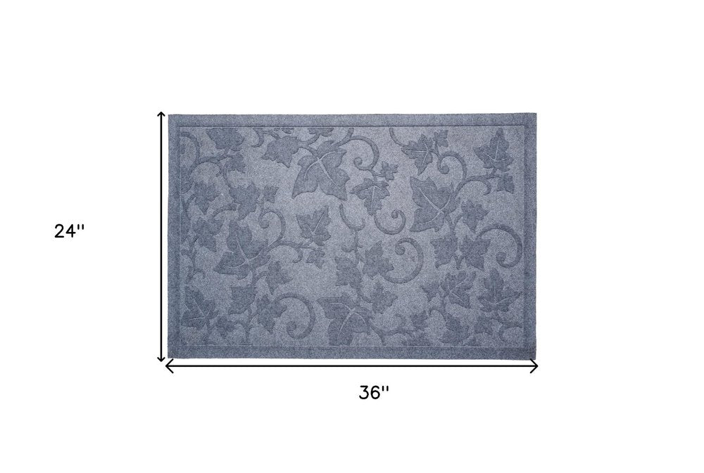 24" X 36" Light Gray Rubber Botanical Leaves Outdoor Door Mat HomeRoots
