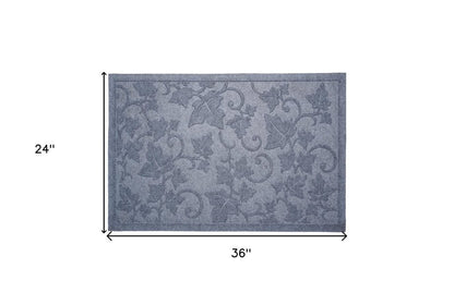 24" X 36" Light Gray Rubber Botanical Leaves Outdoor Door Mat HomeRoots