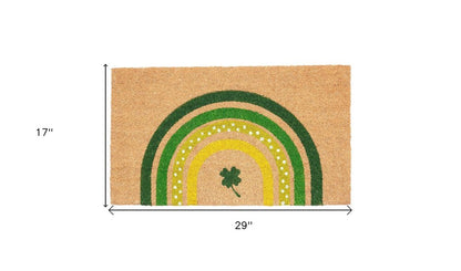 17" X 29" Natural and Green Coir Shamrock Outdoor St. Patrick's Day Door Mat HomeRoots