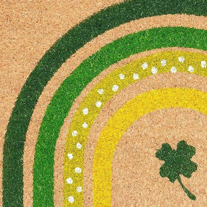 17" X 29" Natural and Green Coir Shamrock Outdoor St. Patrick's Day Door Mat HomeRoots