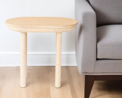 22" Natural Solid Wood Oval Sled End Table HomeRoots