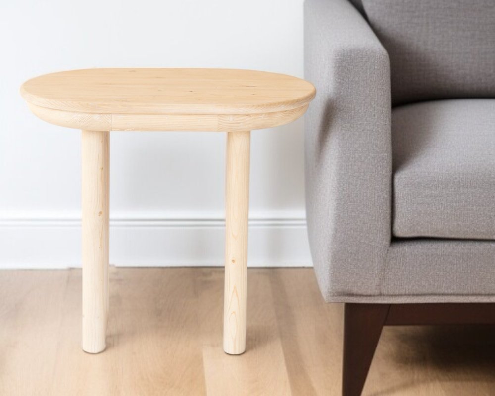 22" Natural Solid Wood Oval Sled End Table HomeRoots