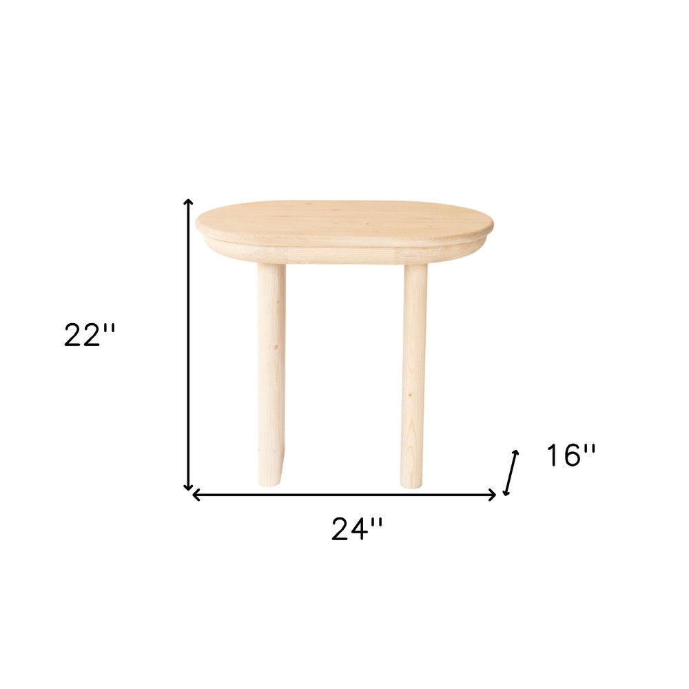 22" Natural Solid Wood Oval Sled End Table HomeRoots