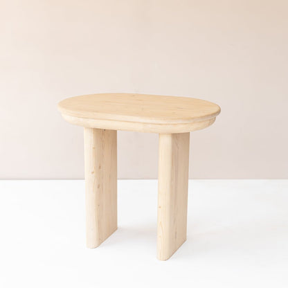 22" Natural Solid Wood Oval Sled End Table HomeRoots