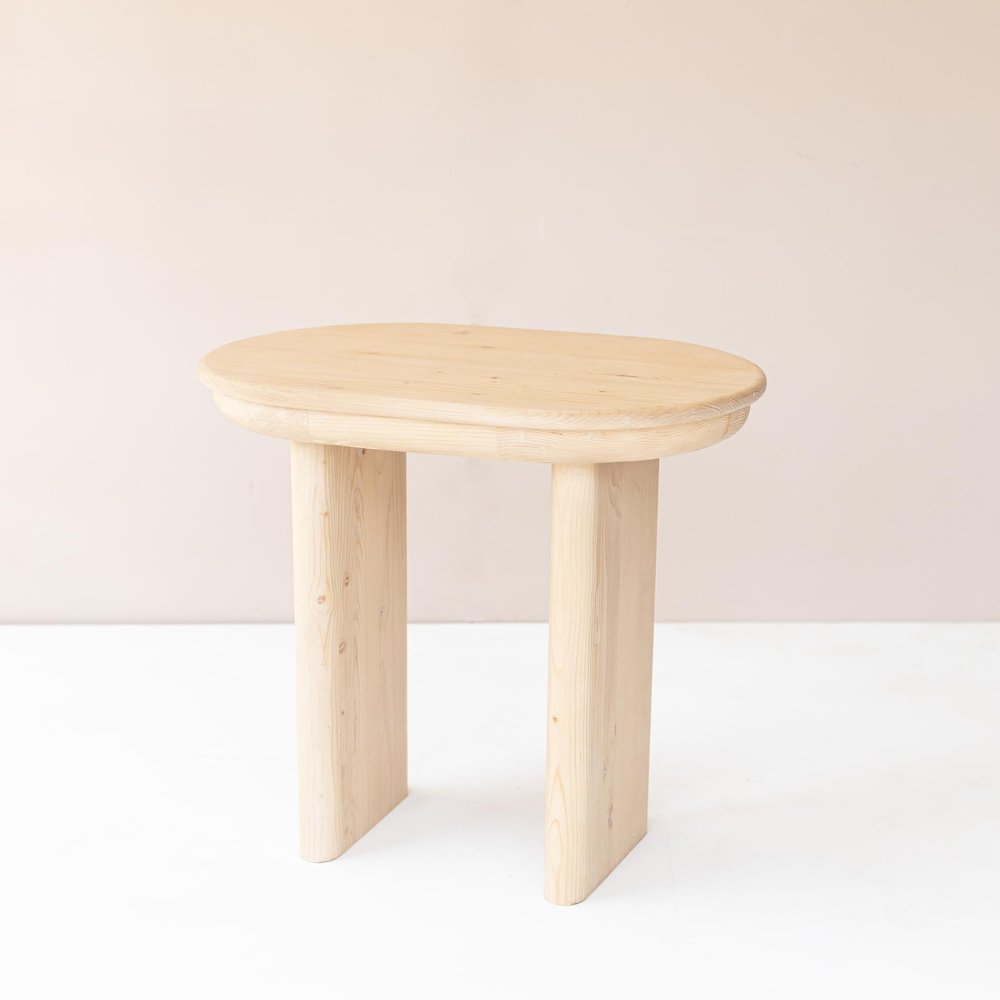 22" Natural Solid Wood Oval Sled End Table HomeRoots