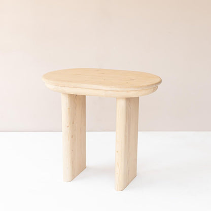 22" Natural Solid Wood Oval Sled End Table HomeRoots