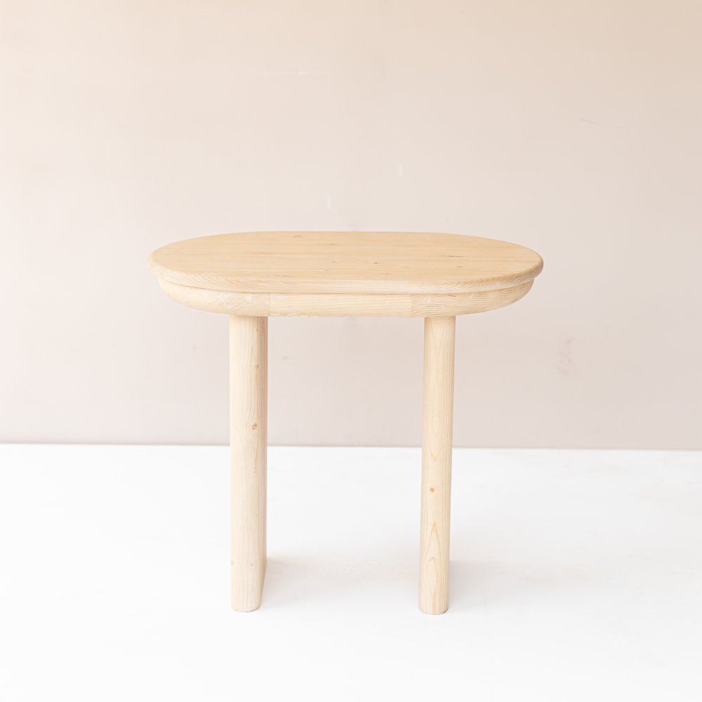 22" Natural Solid Wood Oval Sled End Table HomeRoots