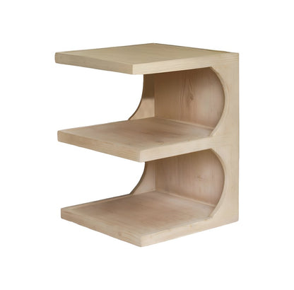 24" Natural Solid Wood End Table With Two Shelves HomeRoots