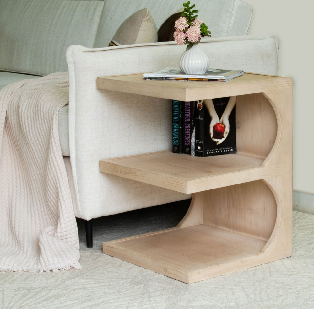 24" Natural Solid Wood End Table With Two Shelves HomeRoots