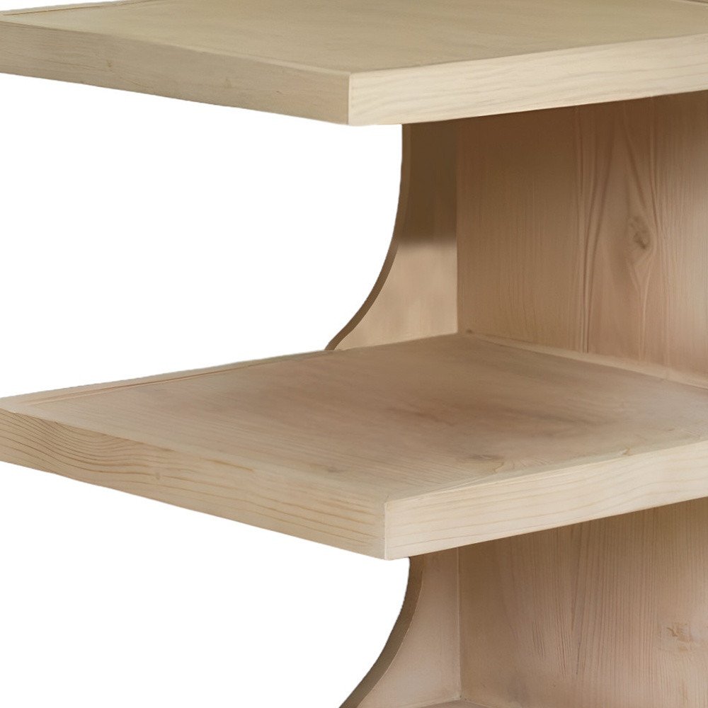 24" Natural Solid Wood End Table With Two Shelves HomeRoots