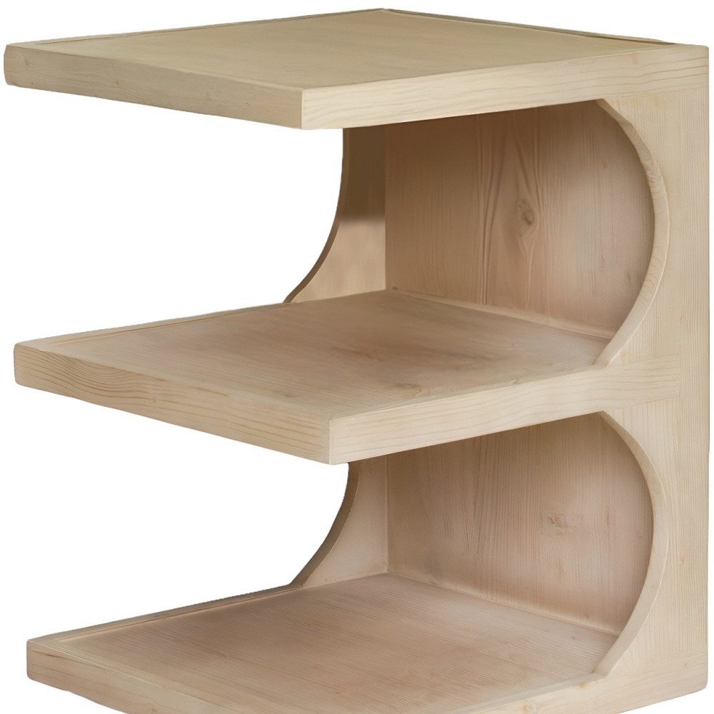 24" Natural Solid Wood End Table With Two Shelves HomeRoots