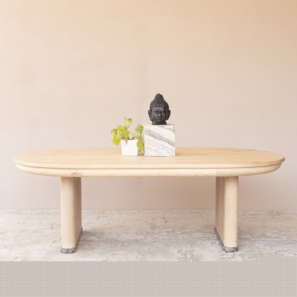 54" Natural Solid Wood Oval Solid Coffee Table HomeRoots