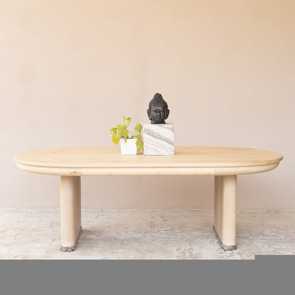 54" Natural Solid Wood Oval Solid Coffee Table HomeRoots