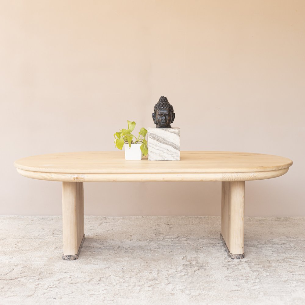 54" Natural Solid Wood Oval Solid Coffee Table HomeRoots