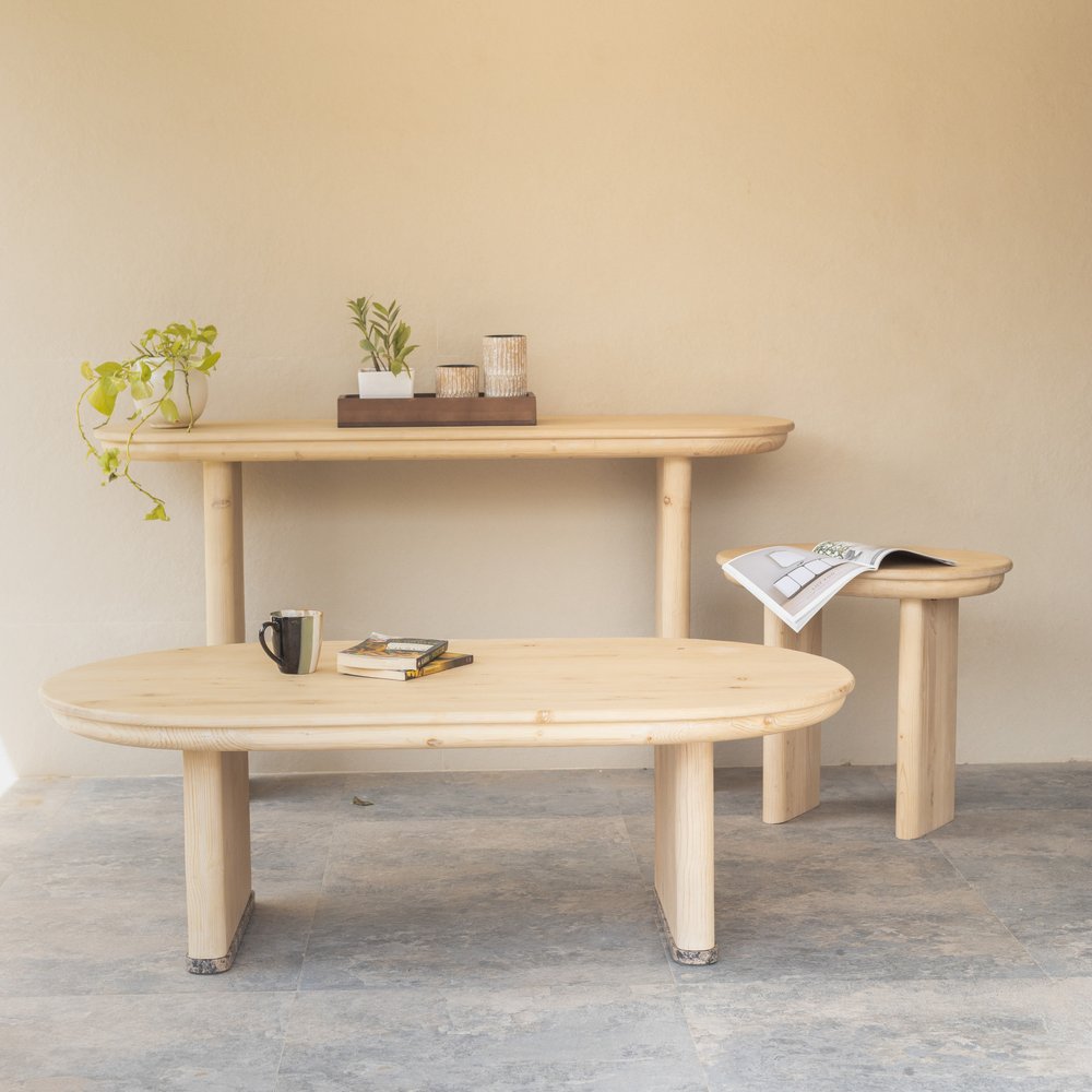 54" Natural Solid Wood Oval Solid Coffee Table HomeRoots