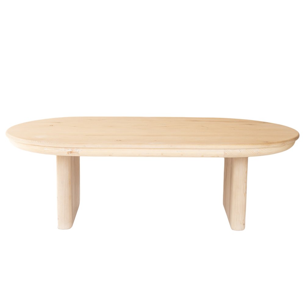 54" Natural Solid Wood Oval Solid Coffee Table — view 3