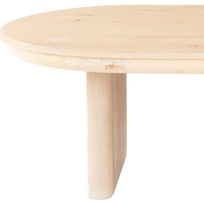 54" Natural Solid Wood Oval Solid Coffee Table HomeRoots
