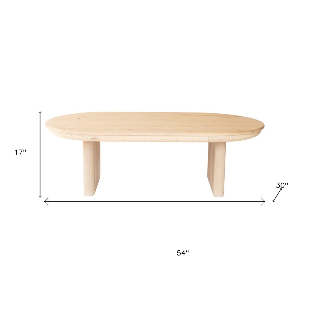 54" Natural Solid Wood Oval Solid Coffee Table HomeRoots