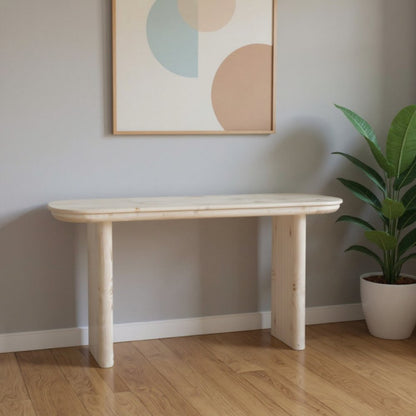60" Natural Solid Wood Oval Console Table HomeRoots