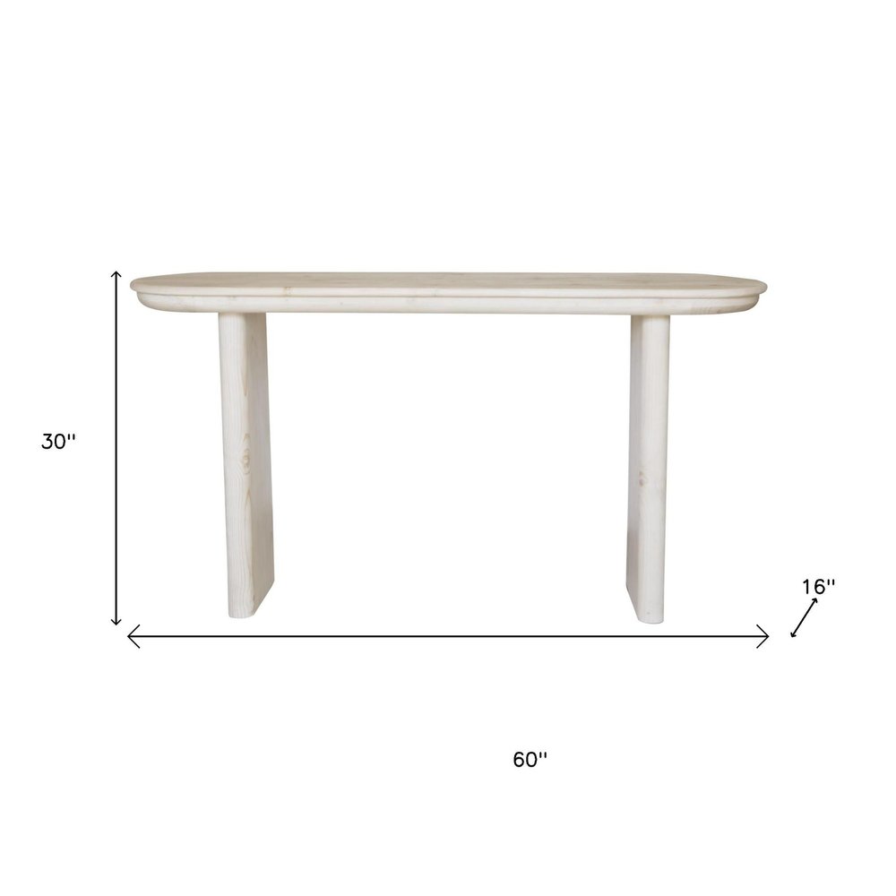 60" Natural Solid Wood Oval Console Table HomeRoots